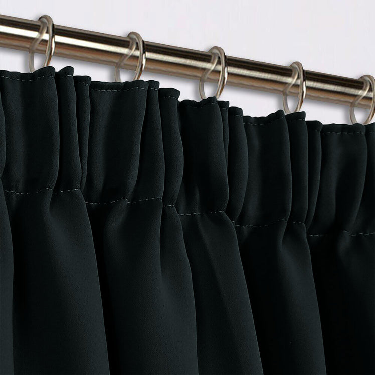Black Blackout Curtains Pencil Pleat