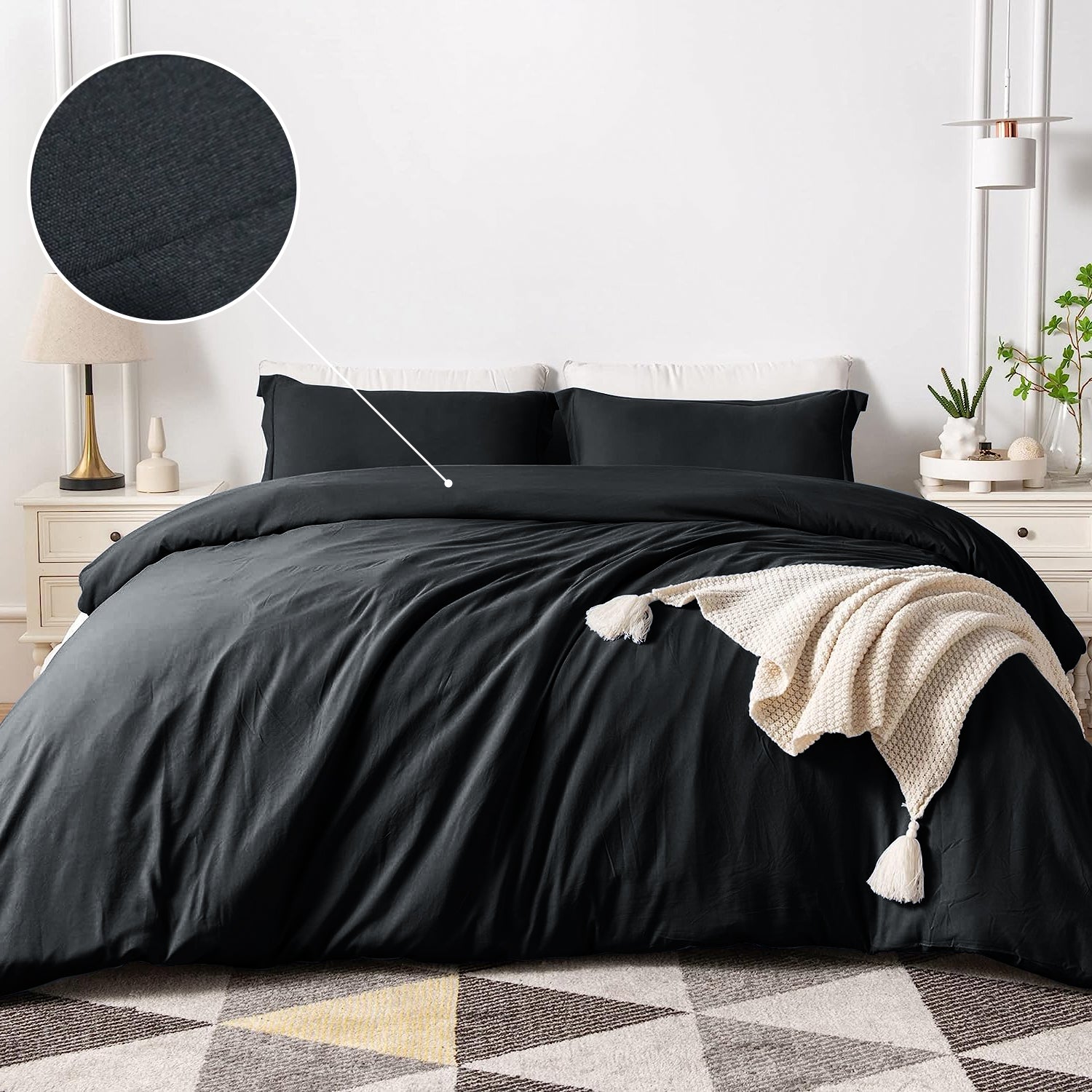 Plain Black Duvet Covers Oxford Homeware