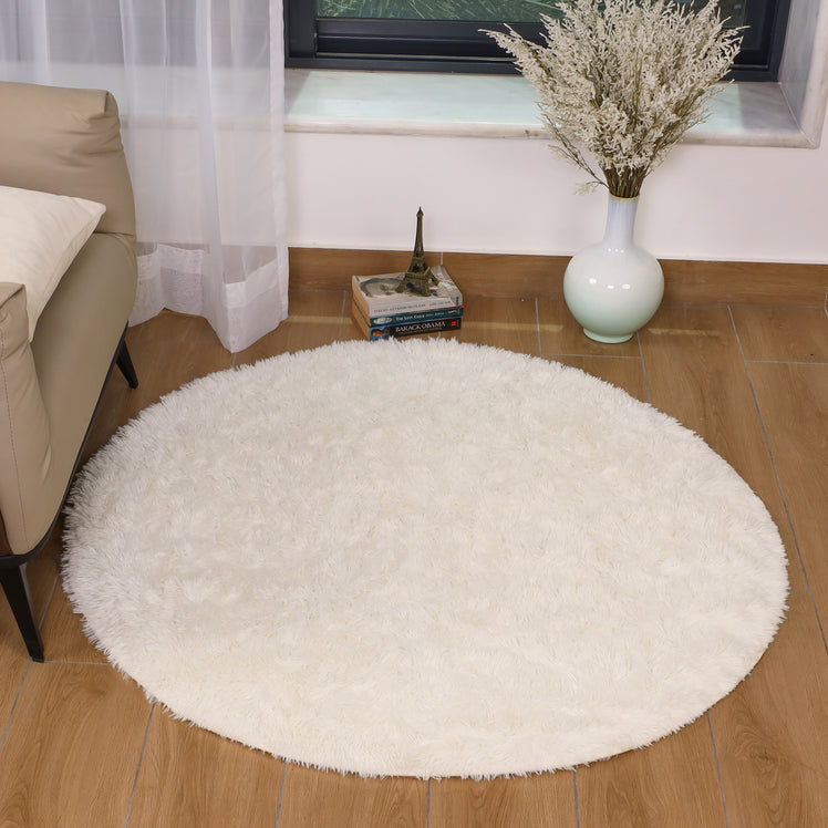 Round Shaggy Rugs Faux Fur Soft Fluffy