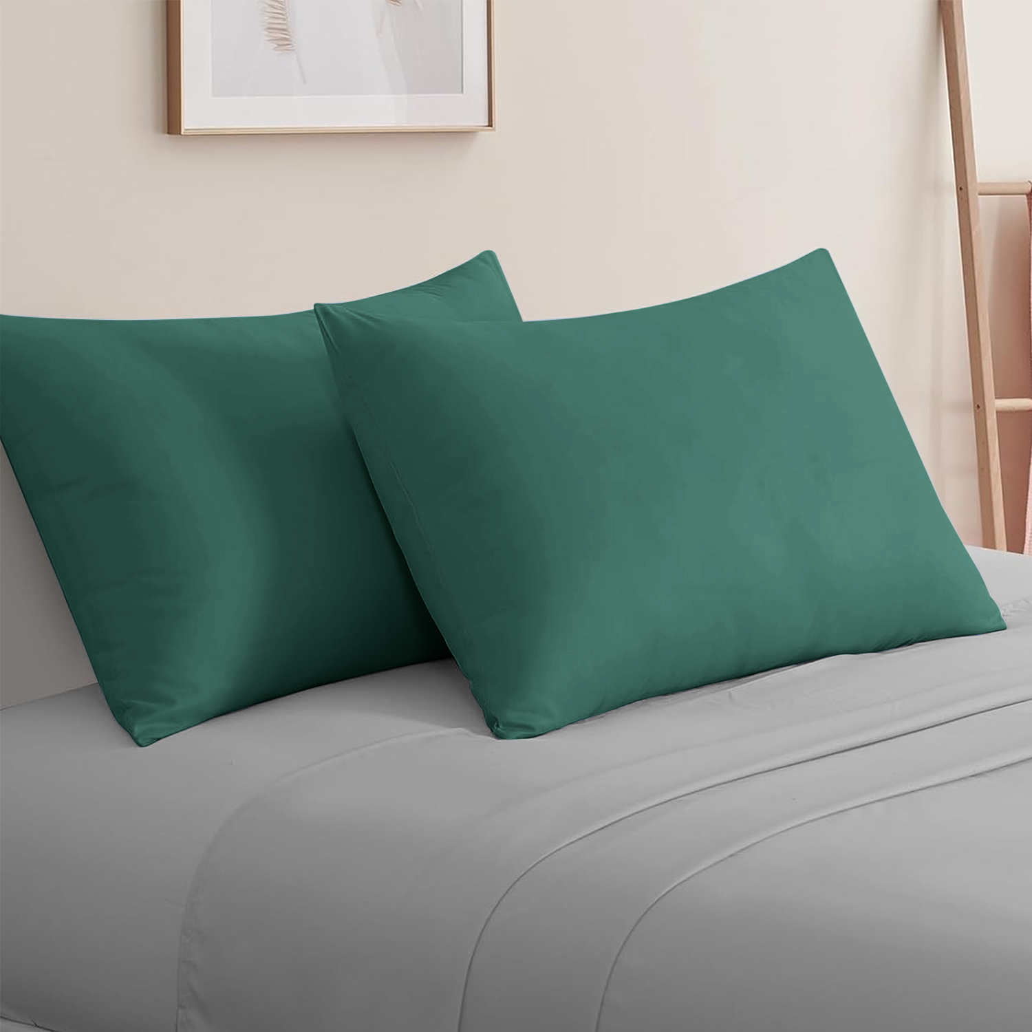 Emerald Green Pillow Cases Plain Pair Oxford Homeware