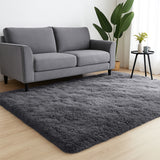 Large Grey Shaggy Rug Faux Fur Soft Fluffy