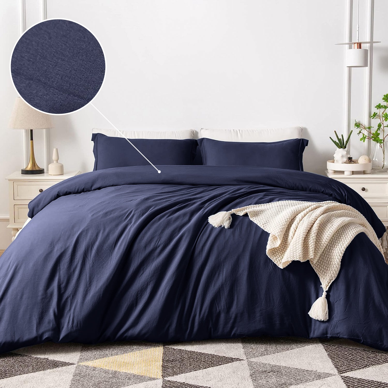 Plain Navy Duvet Covers Oxford Homeware