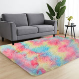 Faux Fur Anti Slip Soft Plush Shaggy Rug Rainbow
