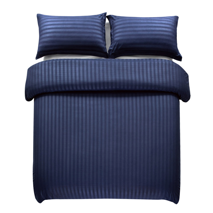 Stripe Navy Duvet Cover Set With Pillowcases