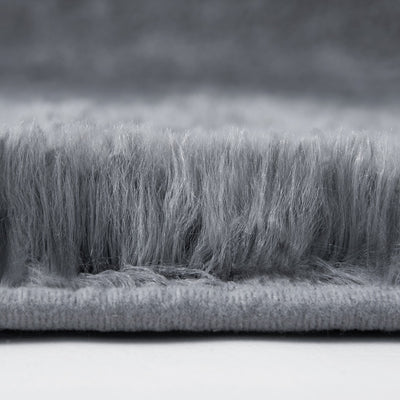 Large Grey Shaggy Rug Faux Fur Soft Fluffy