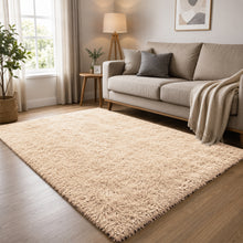 Beige Shaggy Rug Faux Fur Anti Slip Soft Fluffy
