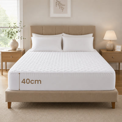 Luxury Extra Deep Quilted Mattress Protector - 40cm Fitted Skirt