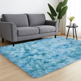 Faux Fur Anti Slip Soft Plush Shaggy Rug Tie Dye Teal
