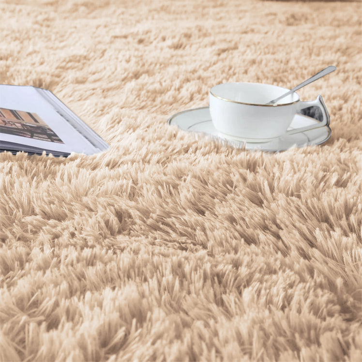 Beige Shaggy Rug Faux Fur Anti Slip Soft Fluffy
