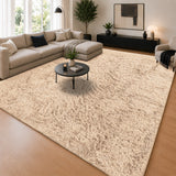 Beige Shaggy Rug Faux Fur Anti Slip Soft Fluffy
