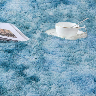 Faux Fur Anti Slip Soft Plush Shaggy Rug Tie Dye Teal