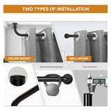 Room Darkening Extendable Blackout Metal Curtain Pole Set