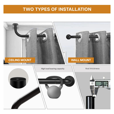 Room Darkening Extendable Blackout Metal Curtain Pole Set