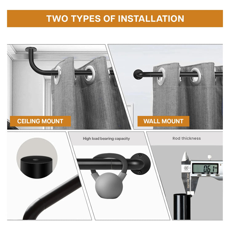 Room Darkening Extendable Blackout Metal Curtain Pole Set