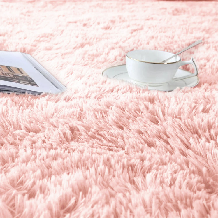 Pink Shaggy Rug Faux Fur Anti Slip Soft Fluffy