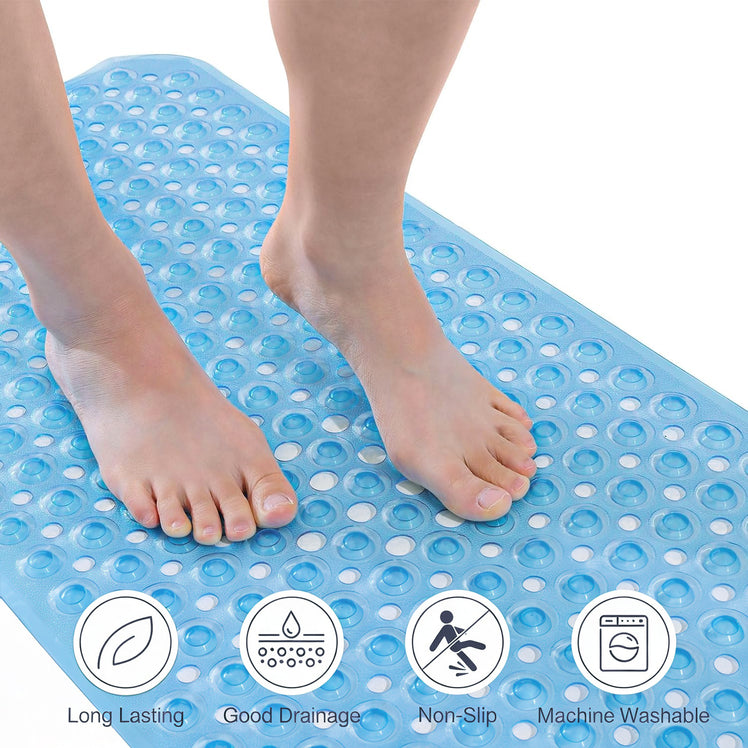 Bath Shower Mat Non Slip PVC Bathroom Rubber Light Blue
