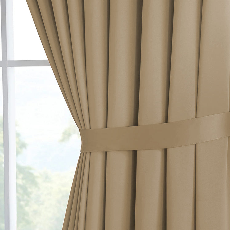 Blackout Ready Made Eyelet Curtains Beige