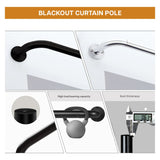 Room Darkening Extendable Blackout Metal Curtain Pole Set