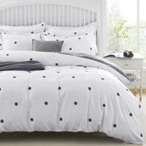 doted design white duvet set