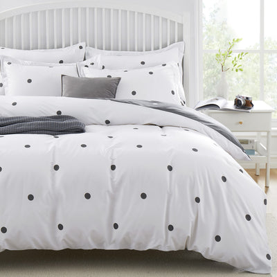 doted design white duvet set
