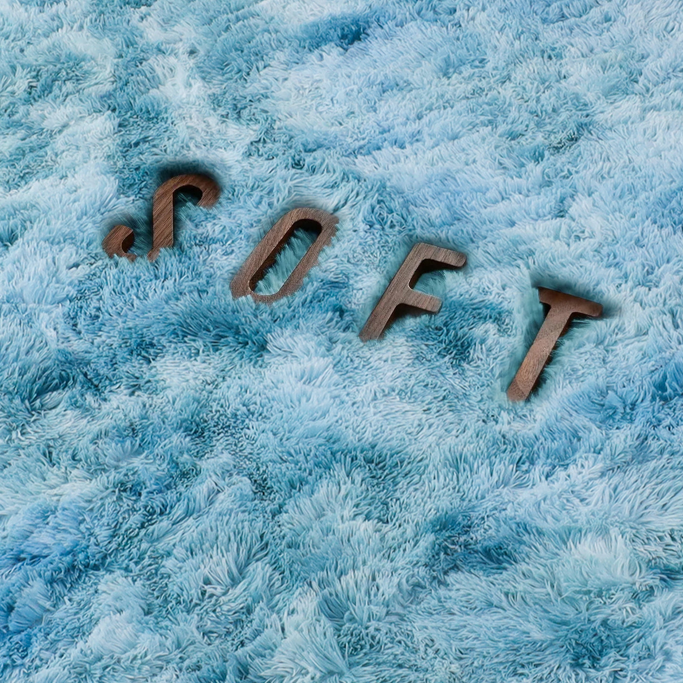 Faux Fur Anti Slip Soft Plush Shaggy Rug Tie Dye Teal