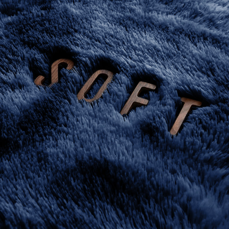 Navy Shaggy Rug Faux Fur Anti Slip Soft Fluffy