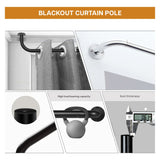 Room Darkening Extendable Blackout Metal Curtain Pole Set