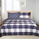 Printed Duvet Cover Set Navy Check