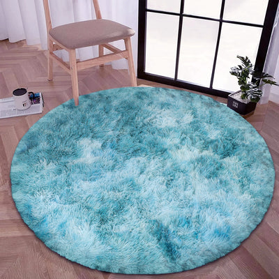 Faux Fur Anti Slip Soft Plush Shaggy Rug Tie Dye Teal