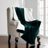 Emerald Green Sherpa Throw Blanket
