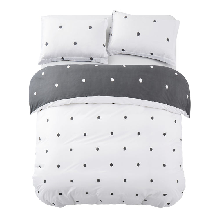doted design white double duvet cover