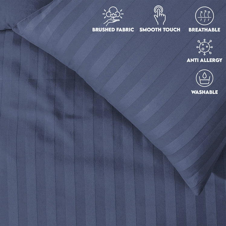 Stripe Duvet Covers Bedding Set with Pillowcases & Fitted Sheet
