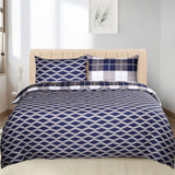 Printed Duvet Cover Set Navy Check