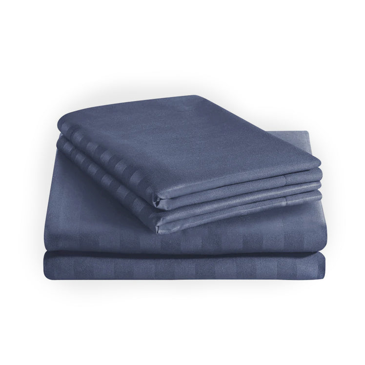 Stripe Washed Blue Duvet Cover Set With Pillowcases
