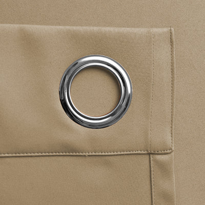 Blackout Ready Made Eyelet Curtains Beige