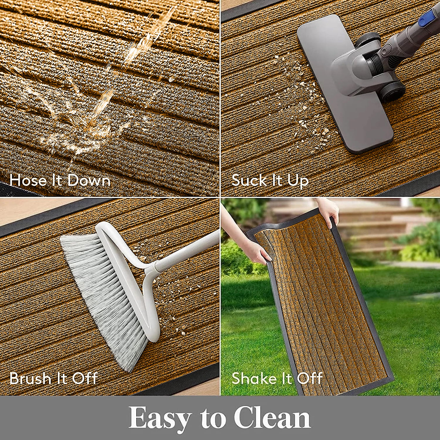 Non Slip Rubber Door Mat Brown Indoor & Outdoor