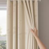 Beige Velvet Eyelet Curtains
