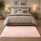 Pink Shaggy Rug Faux Fur Anti Slip Soft Fluffy
