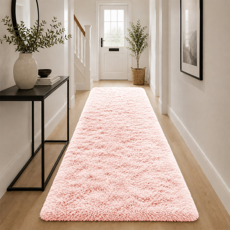 Pink Shaggy Rug Faux Fur Anti Slip Soft Fluffy