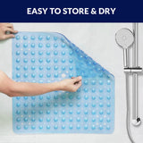 Bath Shower Mat Non Slip PVC Bathroom Rubber Light Blue