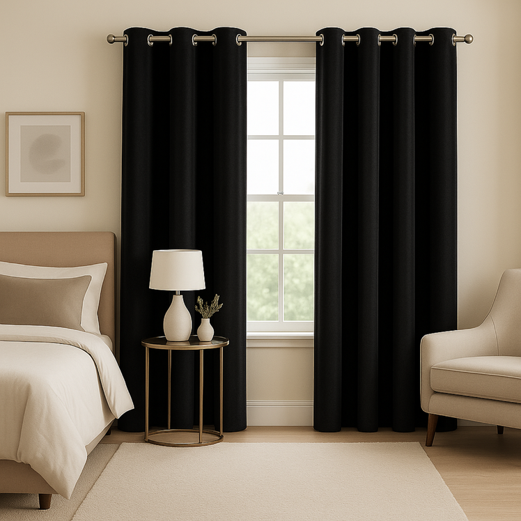 black velvet eyelet curtains