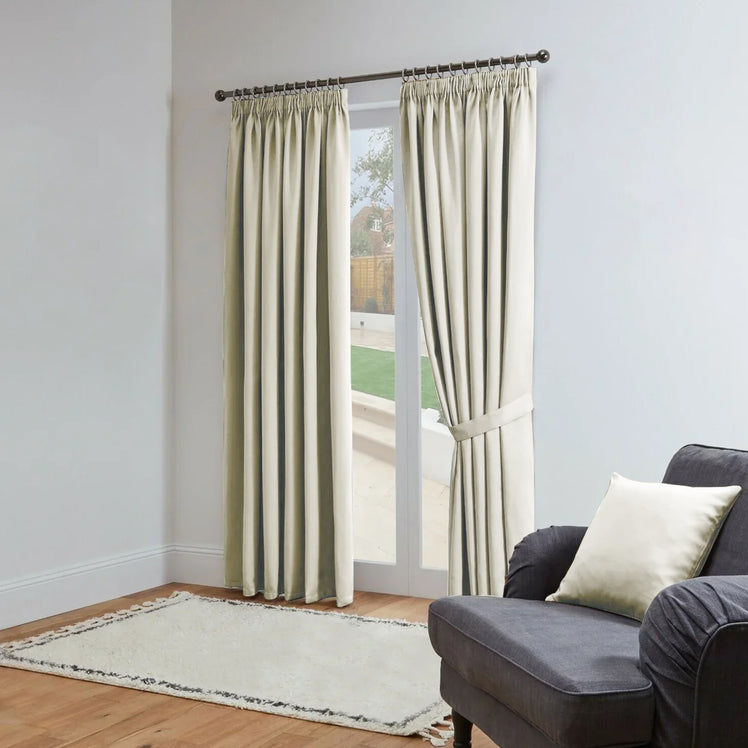 Pencil Pleat Blackout Curtains Cream
