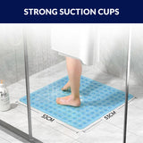 Bath Shower Mat Non Slip PVC Bathroom Rubber Light Blue