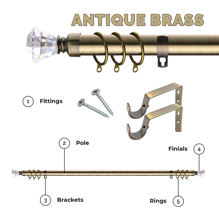 Extendable Sapphire Diamond Curtain Pole Set
