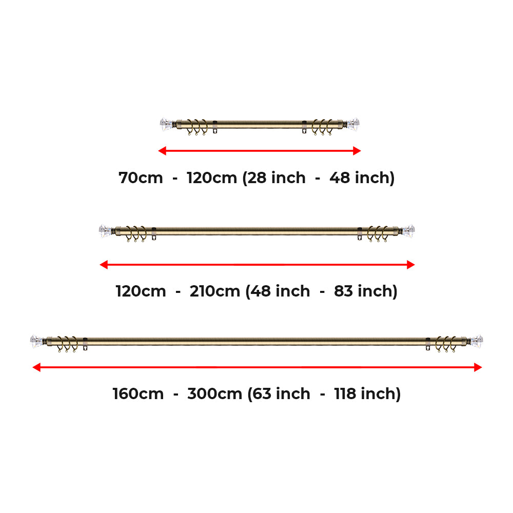 Extendable Sapphire Diamond Curtain Pole Set