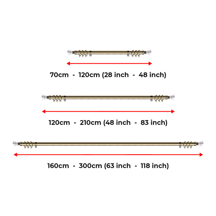 Extendable Sapphire Diamond Curtain Pole Set