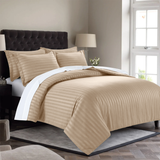 Stripe Beige Duvet Cover Set With Pillowcases