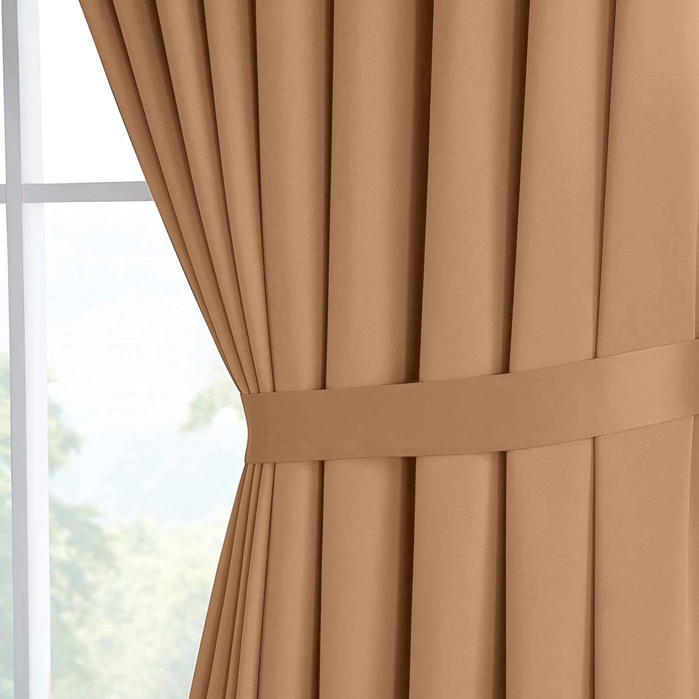 Blackout Ready Made Eyelet Curtains Beige