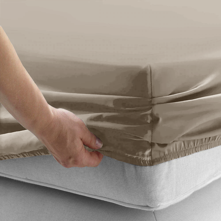 Beige Deep Fitted Sheets 25CM