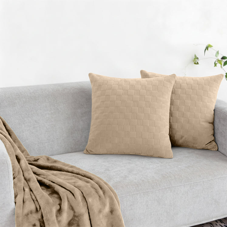 Velvet Embossed Pattern Cushion Covers Check
